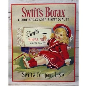 Vintage Swift's Borax Advertisement Metal Sign